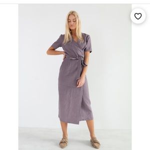 Handmade Linen Wrap Dress Dusty Rose Salmon Pink